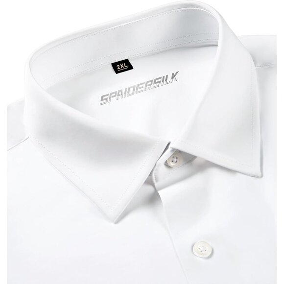 Men All White Long Sleeve Slim Muscle Fit Wrinkle Free Button Down Dress Shirts - Picture 4 of 9